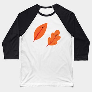 Happy Autumn Fall Leaves Design Baseball T-Shirt